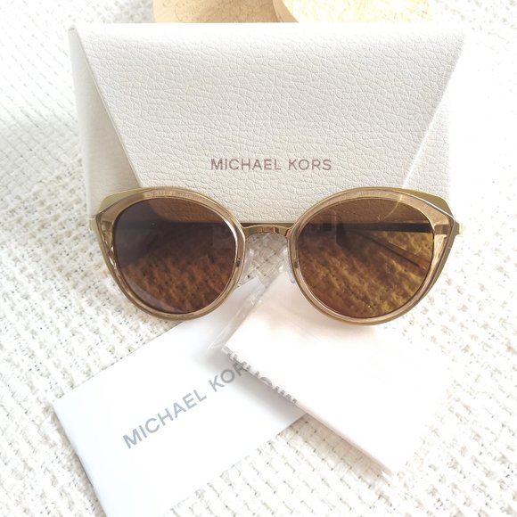 New Michael Kors Charleston Sunglasses in Pale Gold/Brown Transparent (MK1029) main image 8